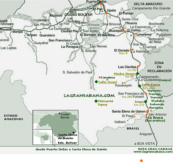 Mapa del estado Bolivar